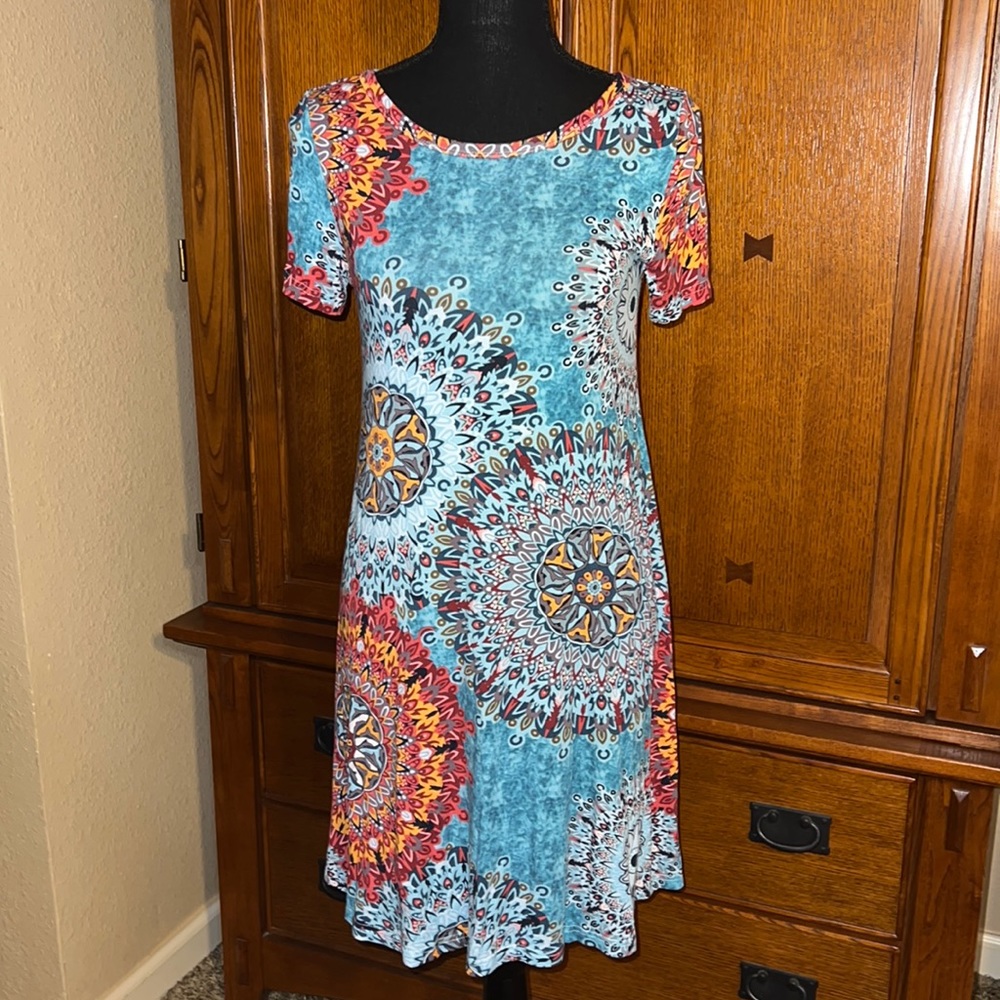 PopYoung Floral Short Sleeve T-Shirt Dress